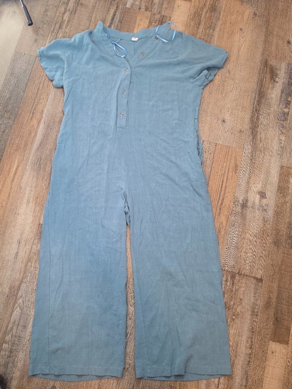 Women’s Short-Sleeve Blue Jumpsuit